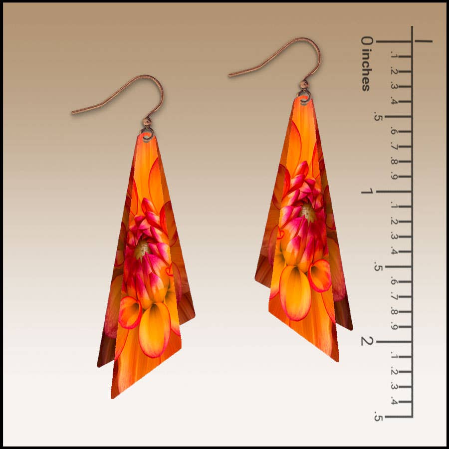 Orange Dahlia Wing Multilayer Handmade Earrings