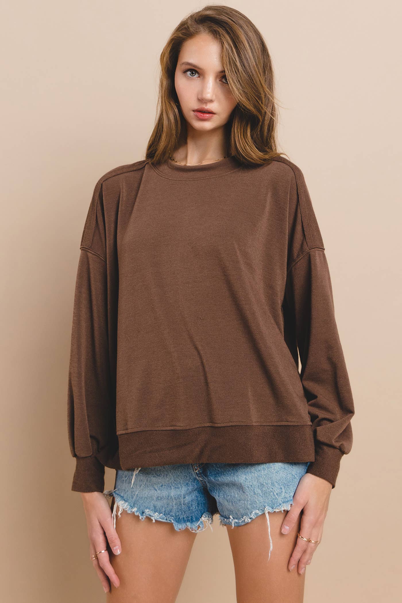 Solid Terry Round Neck Oversize Sweatshirt