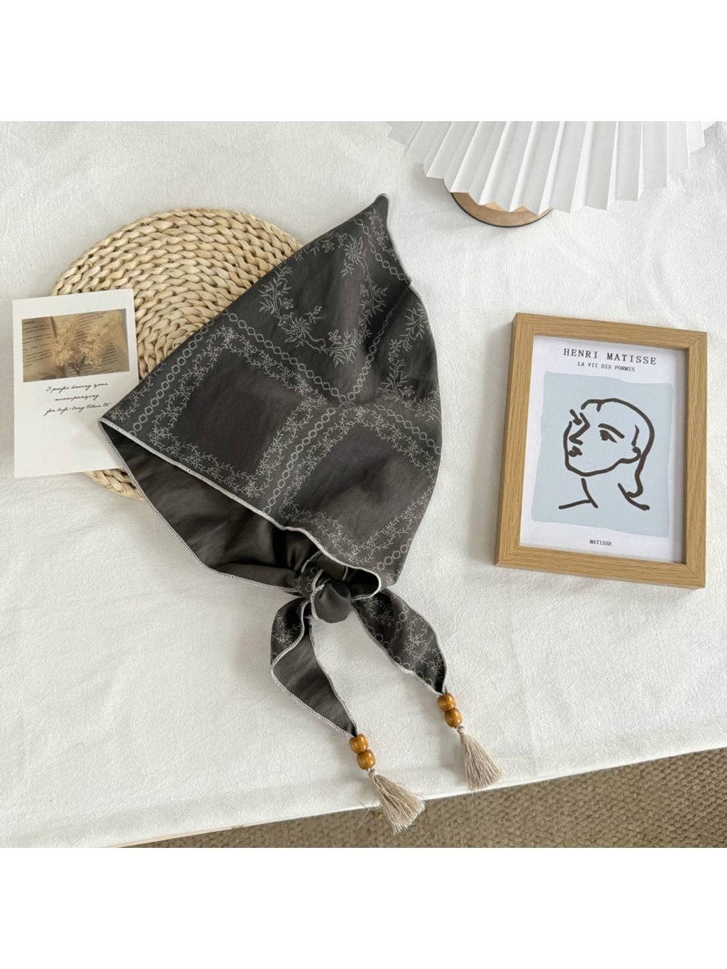 Dark Gray Edgy Print Triangle Scarf