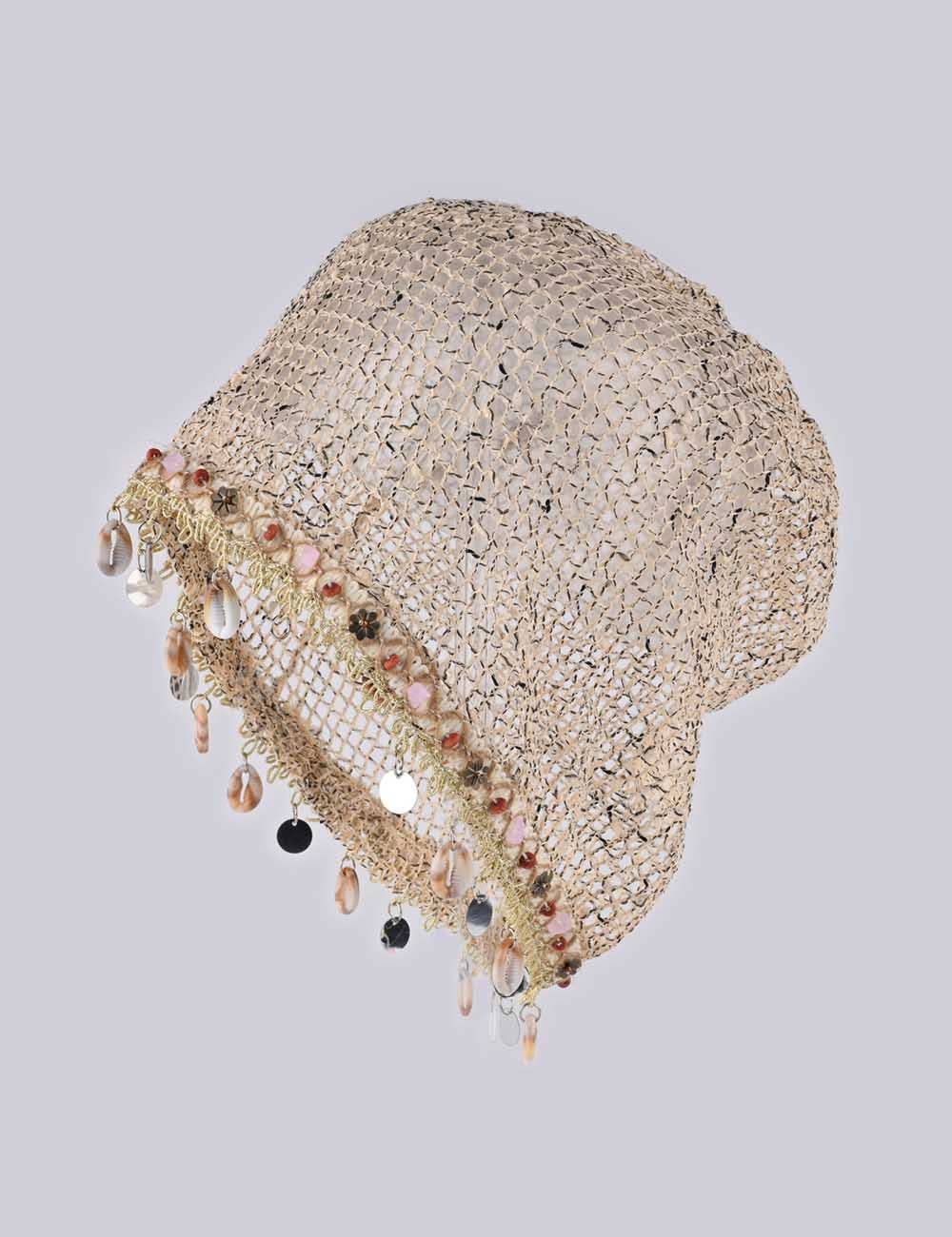 Boho Shell Tassel Hollow Out Slouchy Hat