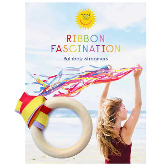 Rainbow Ribbon Streamers w/ Wood Ring