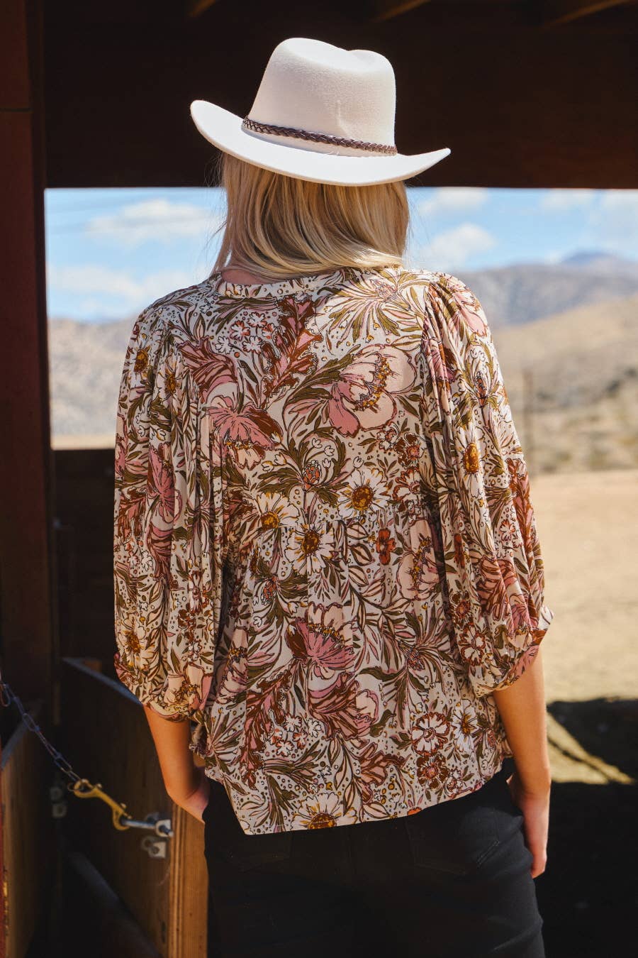 Bohemian Floral Peasant Blouse - Plus