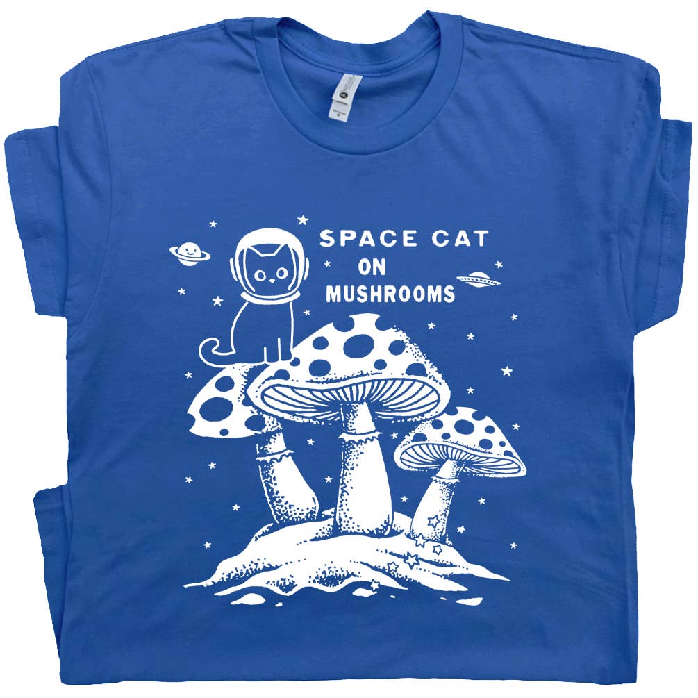 Space Cat Mushroom Shirt Funny Stoner T Shirt Cute Cat Tee
