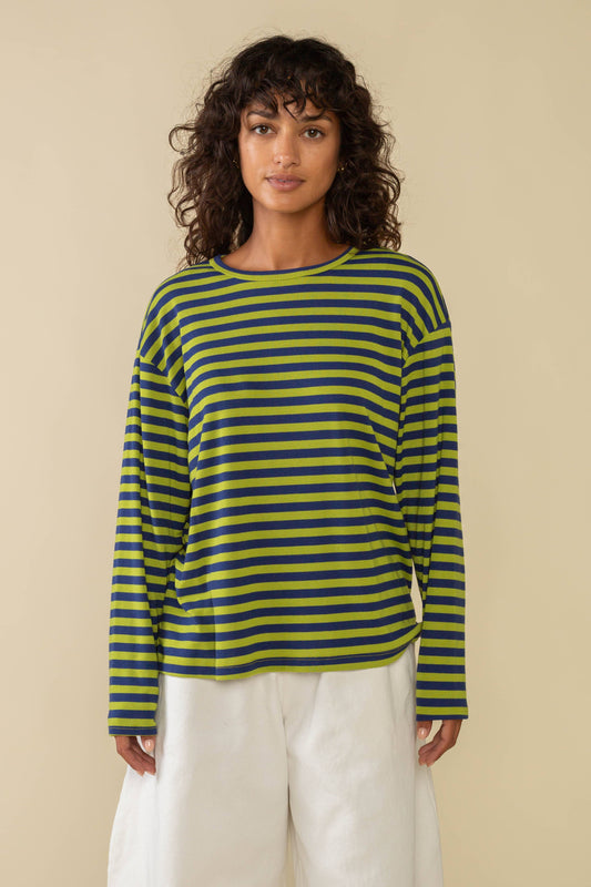 Culver Striped 1x1 Rib Knit Long Sleeve Tee