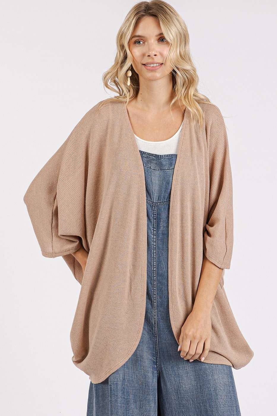 OPEN FRONT OVERSIZED FIT LIGHTWEIGHT CARDIGAN