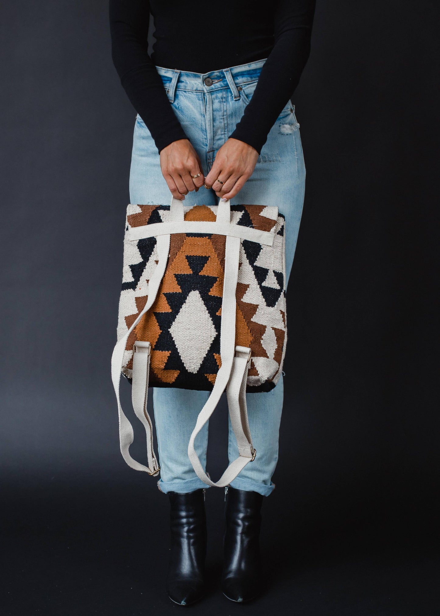 Cream, Black, Brown & Tan Aztec Backpack