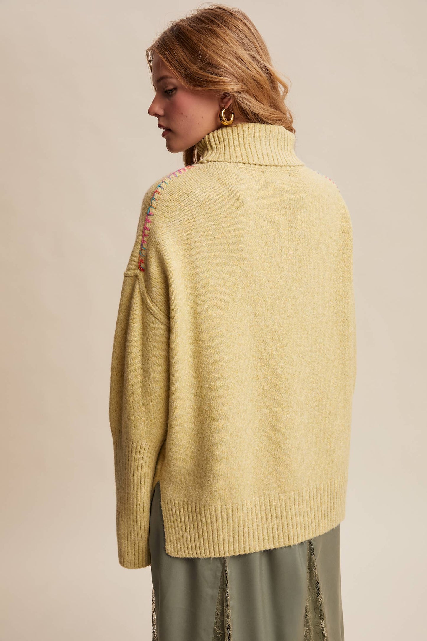 Give Me Love Embroidered Turtleneck Sweater