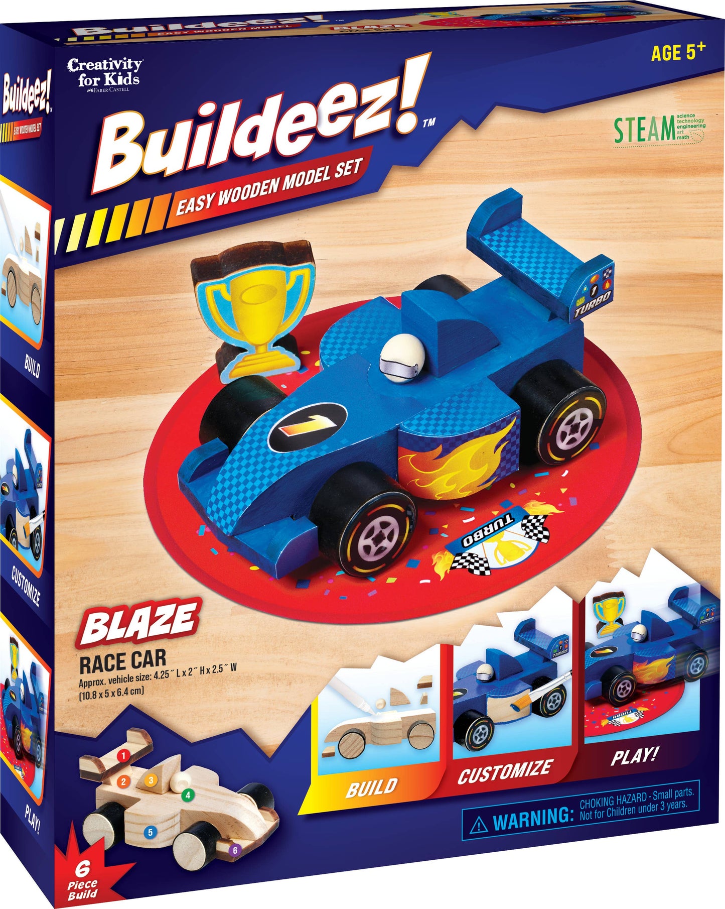 Buildeez! Blaze Race Car - DIY Wooden Craft Kit for Kids