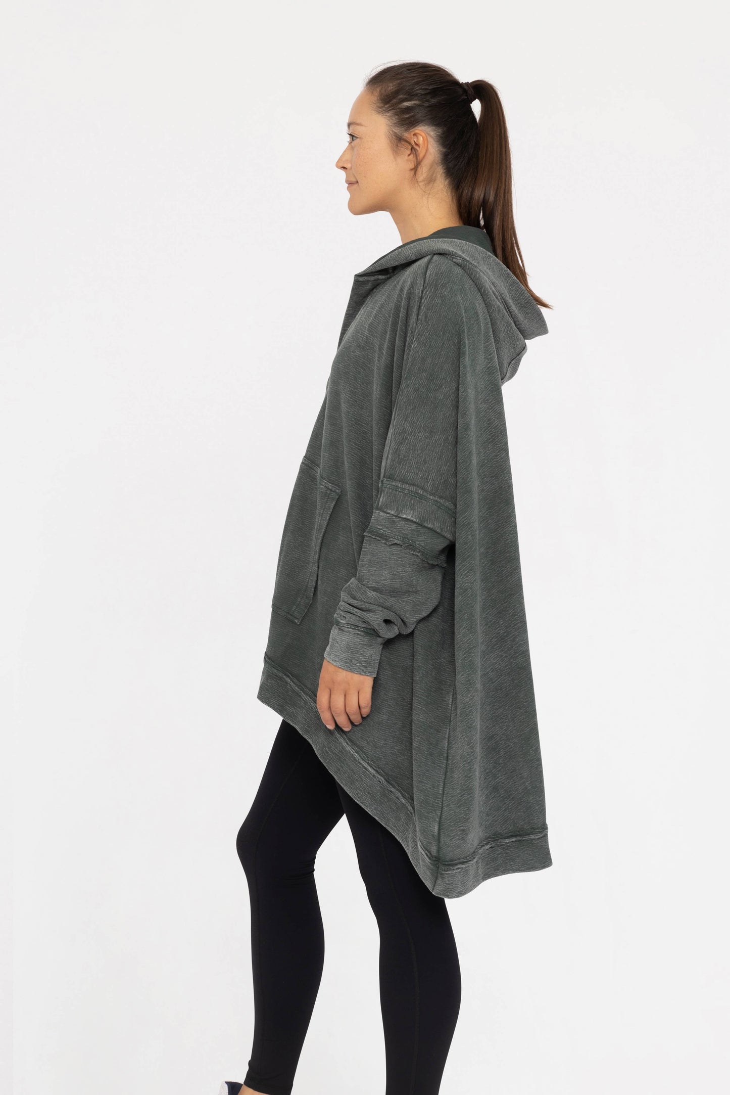 Oversized Cotton Poncho with Hood