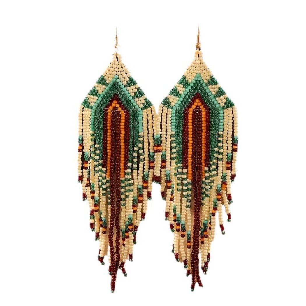 Boho Beaded Long Tassel Earrings - Colorful & Special