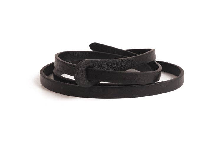 Trendy Solid Color Skinny Leather Belt