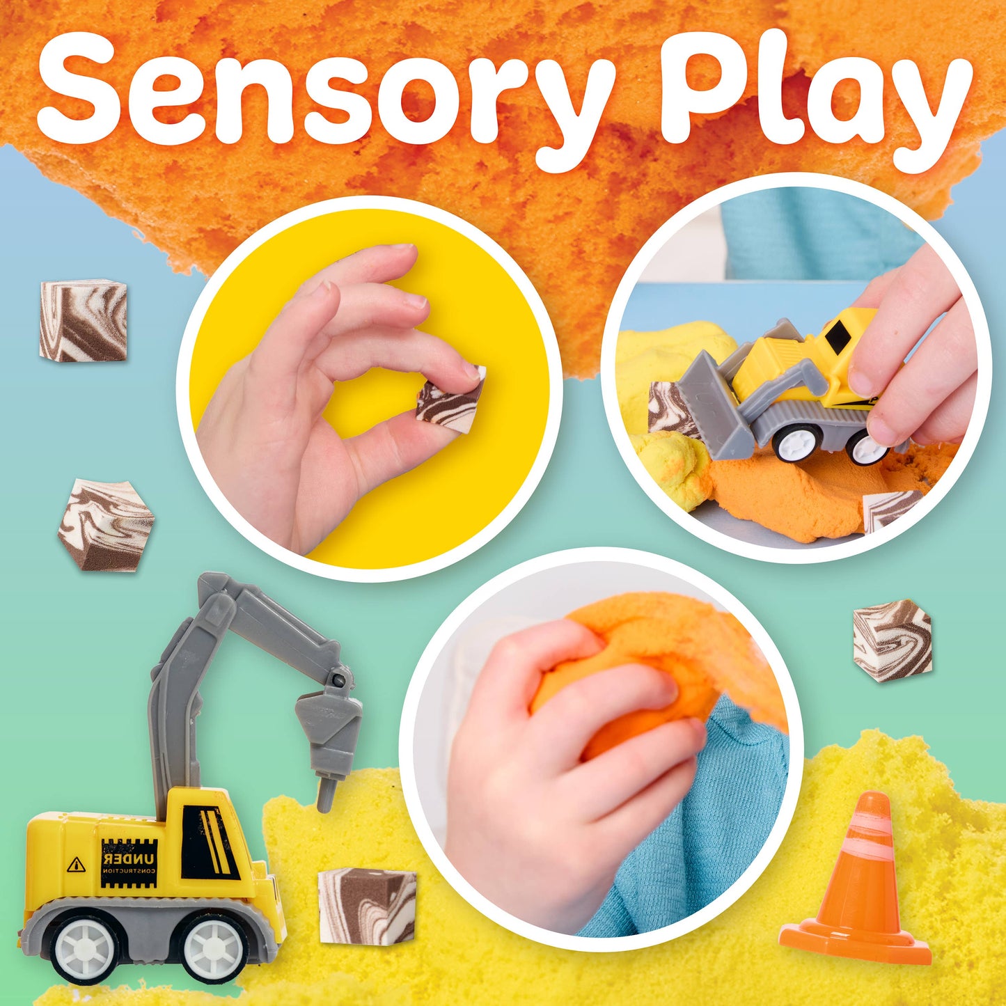 Construction Theme - Sensory Mini Play Kit Jar with Cloud Clay