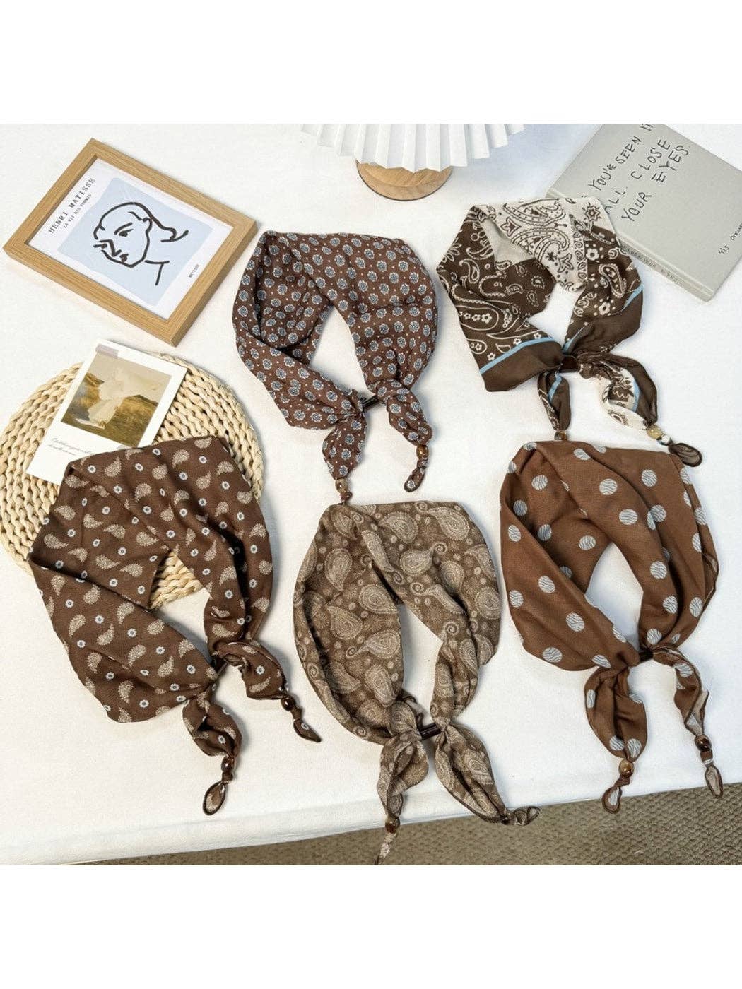 Printed Slim Triangle Scarf