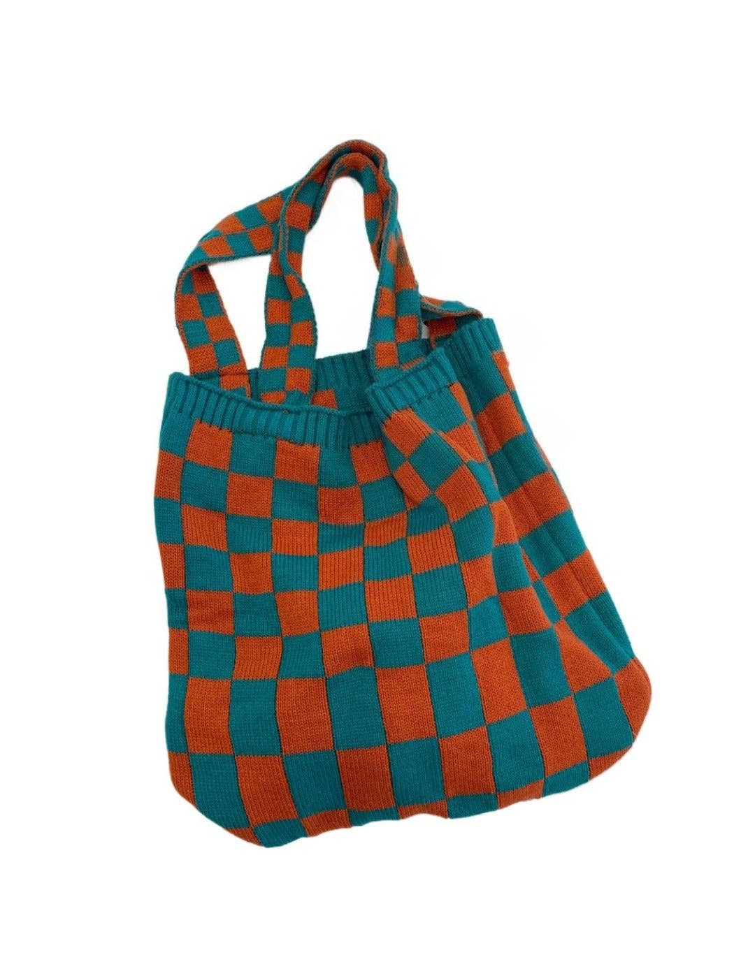 Knitted Checkered Tote Bag