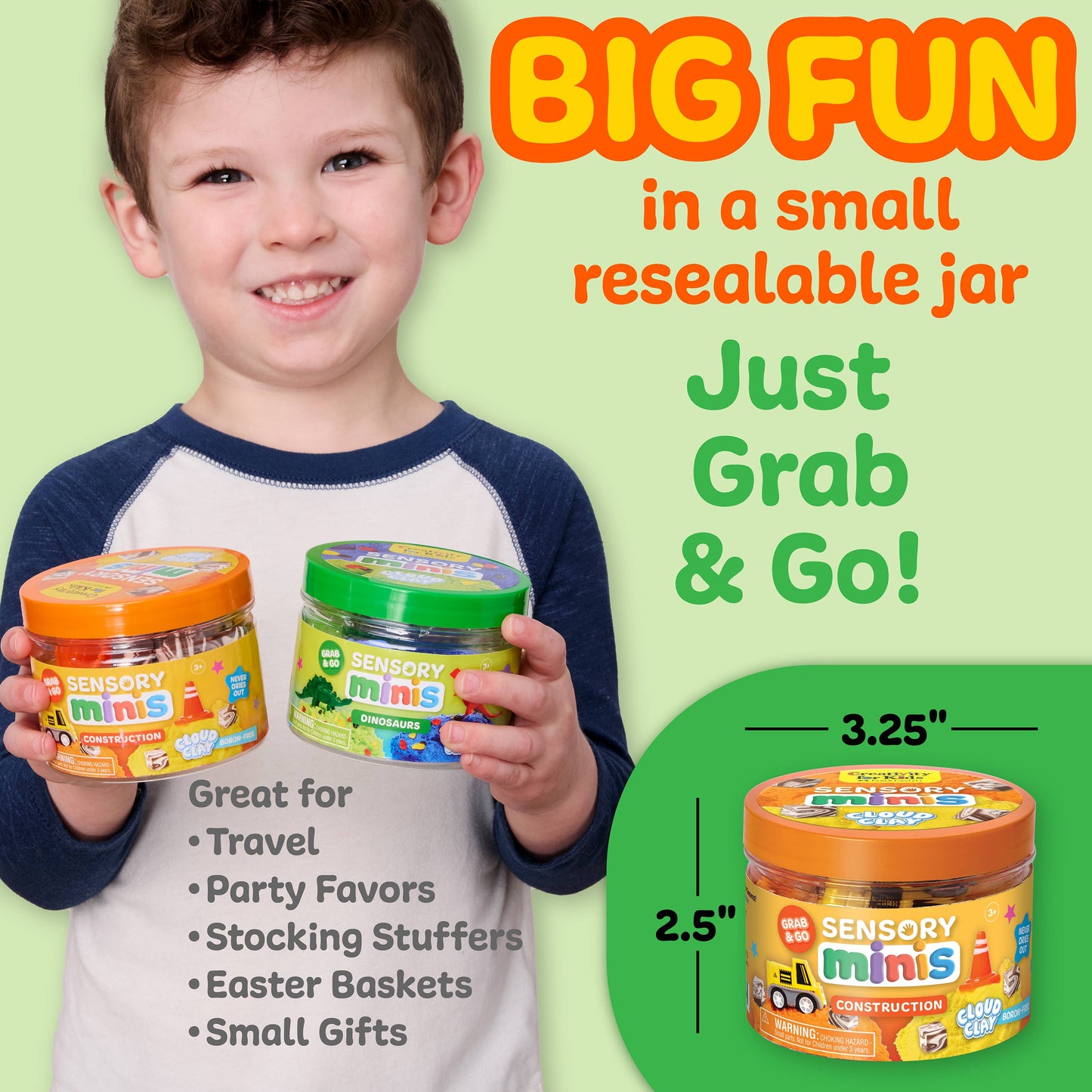 Construction Theme - Sensory Mini Play Kit Jar with Cloud Clay