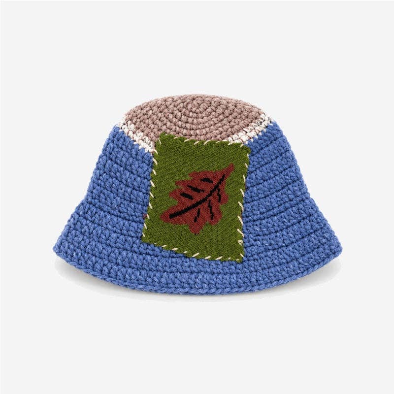 Color Block Splice Floral Jacquard Bucket Hat