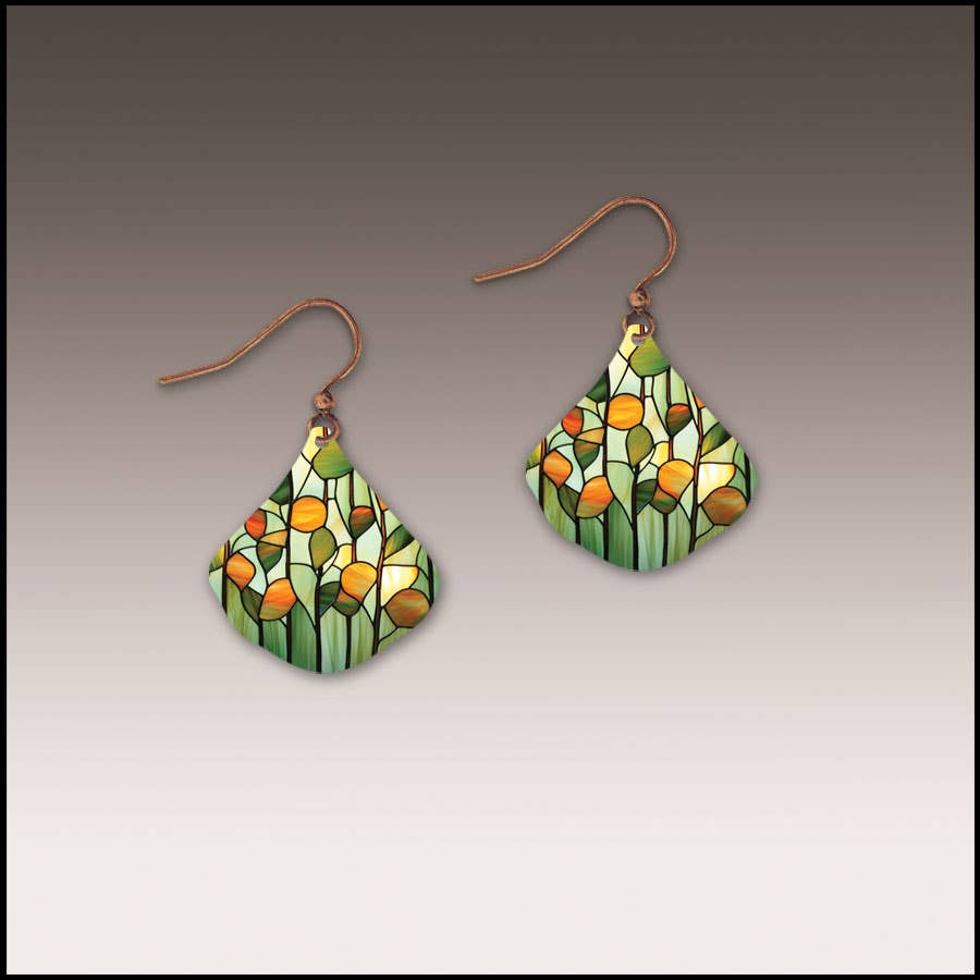 Stained Glass Ginkgo Handmade Earrings