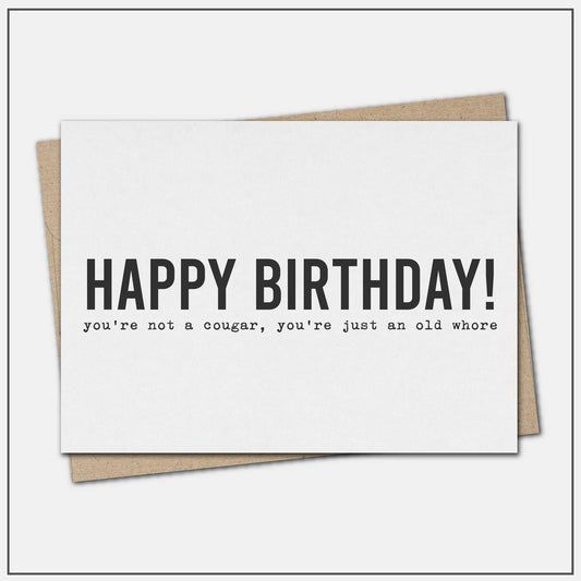 Happy birthday! you're not a cougar - greeting card