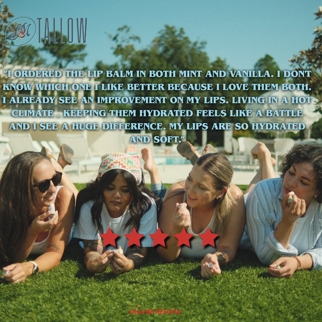 Tallow Citrus Lip Balm -  Natural Beef Tallow Lip Moisturizer with Beeswax & Jojoba Oil