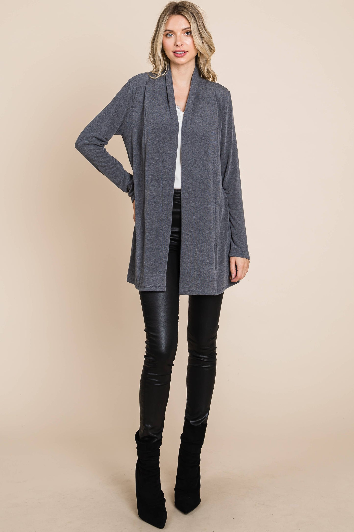 Soft Solid Open Front Cardigan