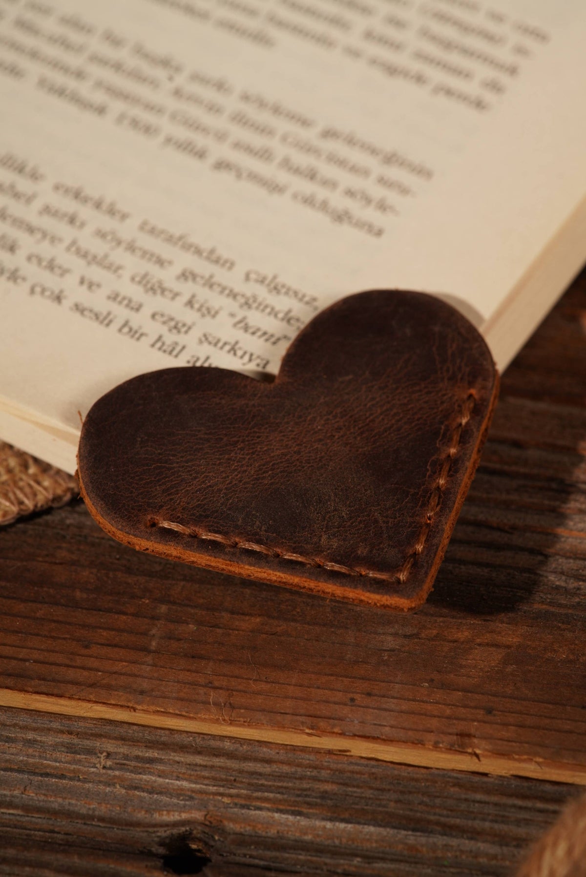 Leather Heart Bookmark, Reader Gift, Book accessories