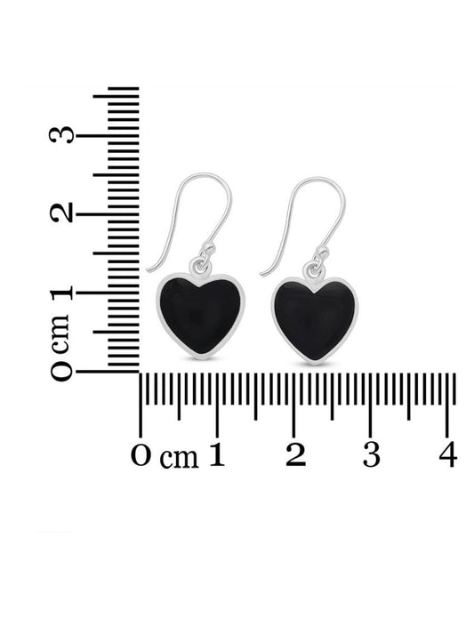 Black Onyx Heart Earrings