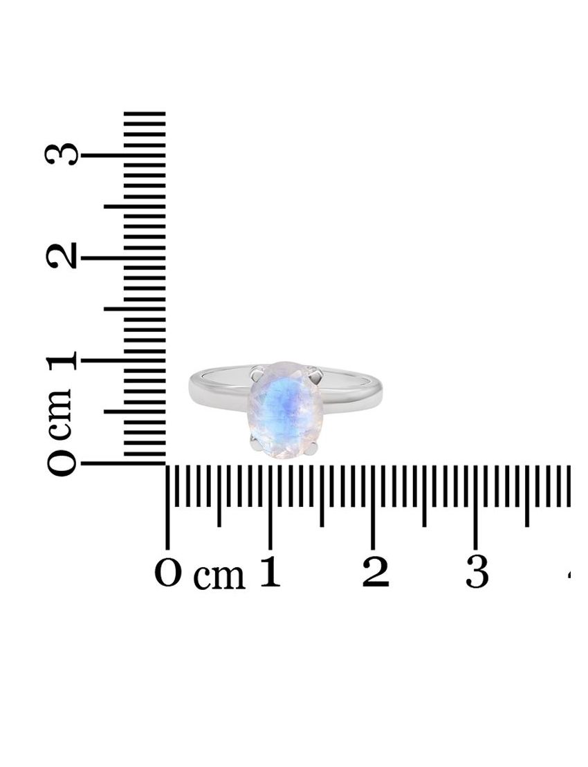 Moonstone Oval Cut Ring (with Rhodium) | Size 8